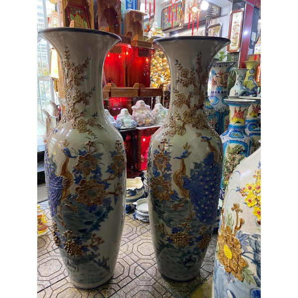 LỤC BÌNH MEN RẠN ĐẮP NỔI THỦ CÔNG