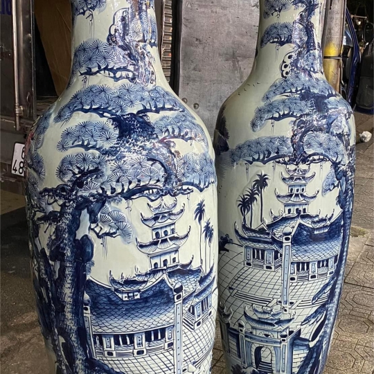 LỤC BÌNH SƠN THỦY HỮU TÌNH MEN TRẮNG XANH