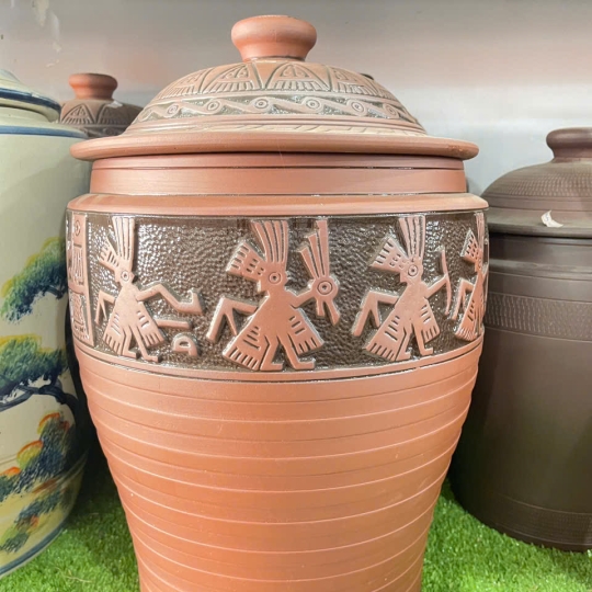 HŨ GỐM ĐỰNG GẠO HOA VĂN TRỐNG ĐỒNG